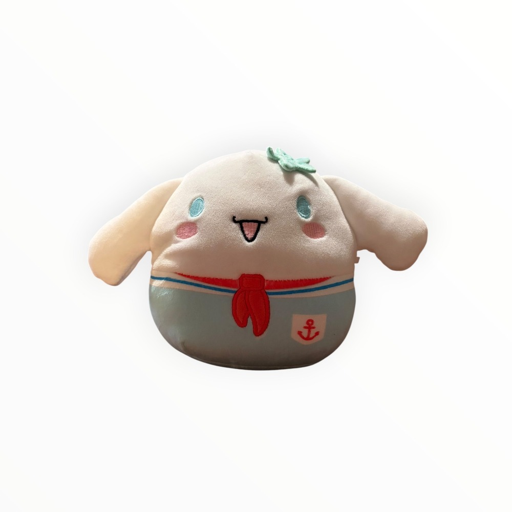 Sanrio Cinnamoroll Sailor Squishmallow 6 1/2" Plush Kellytoy White Blue Anchor